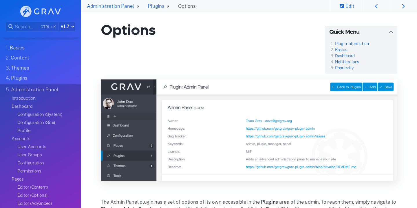 Options | Grav Documentation