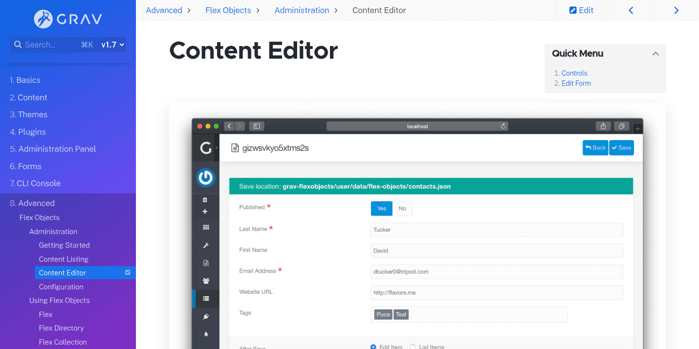 Content Editor Grav Documentation