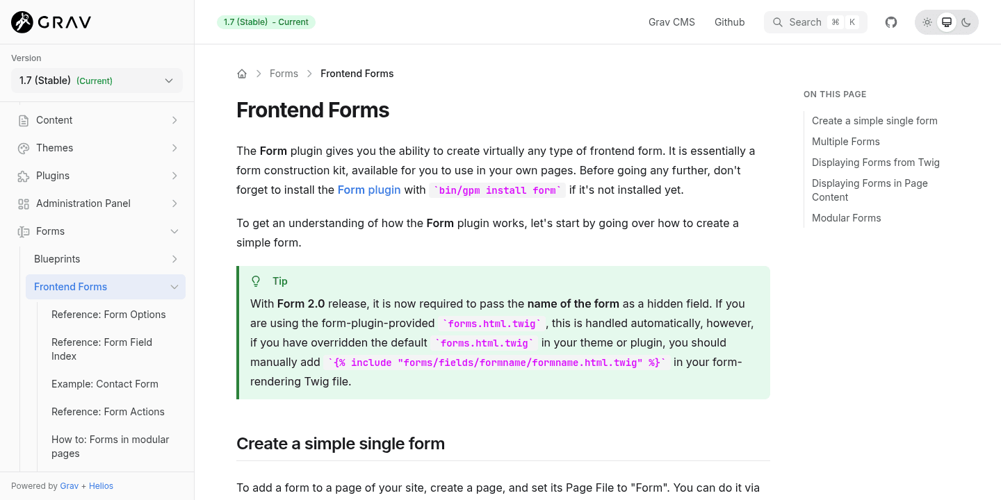 Frontend Forms | Grav Documentation